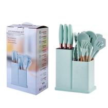 Kit Conjunto Utensílios Silicone Facas Tabua De Cortar 19pç