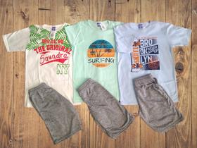 Kit conjunto verão infanto juvenil estampas variadas tamanho 14 Kit conjunto verão infanto juvenil estampas variadas tamanho 14