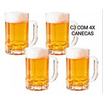 KIT CONJUTO COM QUATRO CANECAS CHOPP VIDRO RESITENTE VERSATIL 400ml ELEGANTE