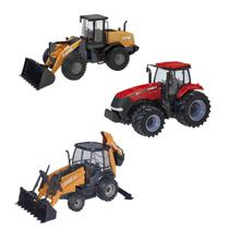 Kit Construção Brinquedo Infantil 1 Trator 1 Pá Carregadeira 1 Retroescavadeira