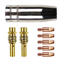 Kit Consumíveis 8 Peças Bico Contato M6x28 Bocal Difusor Tocha Solda Mig Mag 0.8mm Mb 15ak