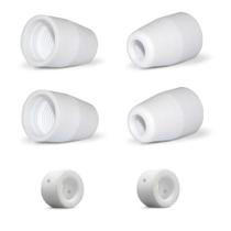 Kit Consumíveis Tocha Corte Plasma PT31: 2 un. Anel Difusor Cerâmico. - 4 un. Bocal Cerâmico