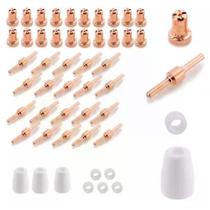 Kit Consumíveis Tocha Corte Plasma PT31: 20 Bico Longo - 20 Eletrodo Longo - 5 Anel Difusor Cerâmico - 3 Bocal Cerâmico