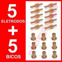 Kit Consumíveis Tocha Corte Plasma PT31: 5 un. Bico Longo. - 5 un. Eletrodo Longo Kit Consumíveis Tocha Corte Plasma PT31: 5 un. Bico Longo. - 5 un. Eletrodo Longo