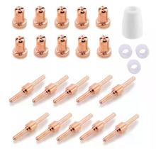 Kit Consumíveis Tocha Plasma PT31: 10 un. Bico Longo - 10 un Eletrodo Longo - 3 un Anel Difusor Cerâmico. - 1 un Bocal Kit Consumíveis Tocha Plasma PT31: 10 un. Bico Longo - 10 un Eletrodo Longo - 3 un Anel Difusor Cerâmico. - 1 un Bocal