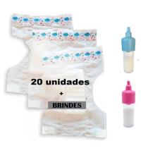 Kit Contendo 20 Fralda Para Boneca De Até 40cm + 2 Mamadeira Magica Rosa e Azul - CALI