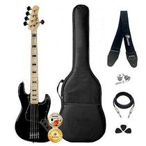 Kit Contrabaixo 5 Cordas Tagima Jazz TJB-5 Black Completo