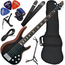 Kit Contrabaixo Phx Bs-5 G Top V Ativo 5 Cordas Fosco Bx02