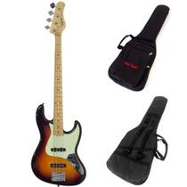 Kit Contrabaixo Tagima Brasil TJB435 Sunburst Escala Clara + Capa