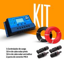 Kit Controlador de Carga 30A + 20m cabo fotovoltaico + 2MC4
