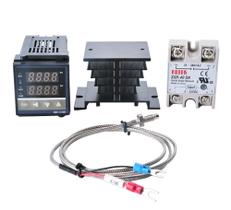 Kit Controlador rexc100 pid termostato + relé 40a + sensor k + dissipador Kit Controlador rexc100 pid termostato + relé 40a + sensor k + dissipador