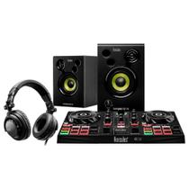 Kit Controladora DJ Hercules Inpulse 200, + DJ Learning Fone de Ouvido + Monitor de Áudio, Preto - 4780963