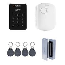 Kit Controle de Acesso Intelbras digiprox SA202 + Fechadura Magnética + 04 Chaveiros de acesso + Fonte de Alimentação S/Bateria