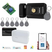 Kit Controle de Acesso Inteligente com Fechadura RFID FX 3000, 7 Chaveiros e Bateria de Backup