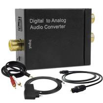Kit Conversor Áudio Digital para Analógico RCA + Cabo Óptico S/PDIF Toslink 2 Metros + Cabo RCA x P2 - Apolum