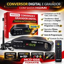 Kit Conversor Digital Tomate MCD 666 Full HD HDMI USB Com Antena TV Digital Kit Conversor Digital Tomate MCD 666 Full HD HDMI USB Com Antena TV Digital