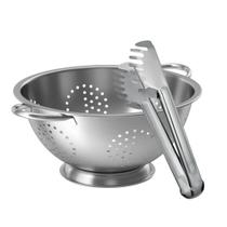 Kit Cook Escorredor de Macarrão e Pegador de Massa Aço Inox Prime - Quality House Kit Cook Escorredor de Macarrão e Pegador de Massa Aço Inox Prime - Quality House
