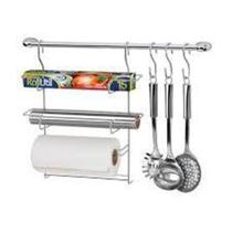 Kit Cook Home Porta Rolo Triplo 3 Ganchos Cromado 1406 - Arthi