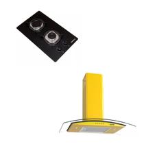 Kit Cooktop 2 bocas + Coifa 3 velocidade 70cm Nardelli Amarelo cvc clean