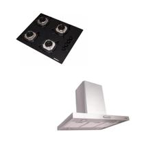 Kit Cooktop 4 Bocas + Coifa Inox Ciri 75cm Nardelli Comando Easy Touch