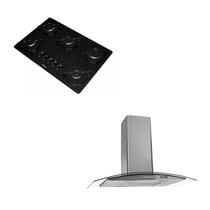 Kit Cooktop 5 Bocas a gás nardelli + Coifa em Inox Vidro Curvo 80cm