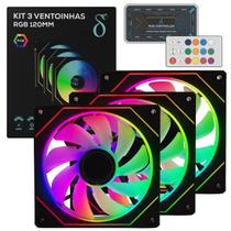 Kit Cooler Aitek C1263P Fan RGB 120mm DELTA 3 Unidades Com Controle e Hub 1200 RPM Silencioso para Gabinete Gamer 6 Pinos Kit Cooler Aitek C1263P Fan RGB 120mm DELTA 3 Unidades Com Controle e Hub 1200 RPM Silencioso para Gabinete Gamer 6 Pinos