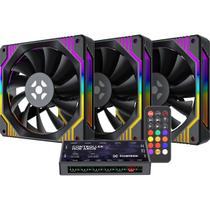 Kit Cooler FAN ARGB Fortrek FROSTY Preto com CONTROLADORA/CONTROLE