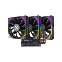 Kit Cooler Fan ARGB Fortrek Frosty Preto Com Controladora/Controle Kit Cooler Fan ARGB Fortrek Frosty Preto Com Controladora/Controle