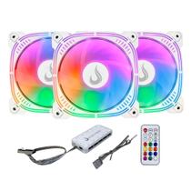 Kit Cooler Fan Rise Mode Aura frost Pro,com 3 Unidades, 120mm, ARGB, Branco - RM-CF-02-ARGB