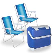 Kit Cooler Termoeletrico 24 L Mini Geladeira 12 V+ 2 Cadeiras Aluminio