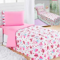 Kit Coordenado Edredom com Lençol Solteiro Alegria - Rosa - 100% Poliéster Kit Coordenado Edredom com Lençol Solteiro Alegria - Rosa - 100% Poliéster