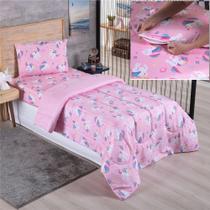 Kit Coordenado Edredom Lençol Solteiro Alegria Unicórnio Kit Coordenado Edredom Lençol Solteiro Alegria Unicórnio