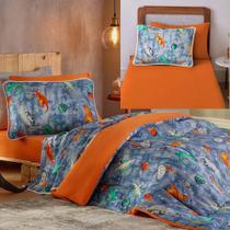 Kit Coordenado Edredom Lençol Solteiro Mymo Dinossauro 100%