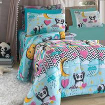 Kit Coordenado Edredom Lençol Solteiro Mymo Panda 100% Kit Coordenado Edredom Lençol Solteiro Mymo Panda 100%