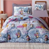 Kit Coordenado Edredom Lençol Solteiro Mymo Pinguim 100% Kit Coordenado Edredom Lençol Solteiro Mymo Pinguim 100%