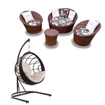 Kit Copa - Conjunto Orbit Bahama Preto + Balanço São José Duna Cru com Suporte para Área Externa