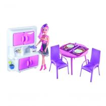 Kit Copa de Cozinha Infantil com Boneca Armário Mesa e Cadeiras Rosa Lua de Cristal Kit Copa de Cozinha Infantil com Boneca Armário Mesa e Cadeiras Rosa Lua de Cristal