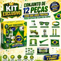 Kit Copa do Mundo 2026 Brasil Bandeira Corneta Torcedor Adesivo Futebol Virginia Kit 12 Itens Kit Copa do Mundo 2026 Brasil Bandeira Corneta Torcedor Adesivo Futebol Virginia Kit 12 Itens