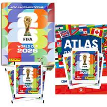 Kit Copa do Mundo 2026 Completo Álbum + 24 Envelopes (168 Figurinhas) + Atlas Bandeiras 200 Adesivos