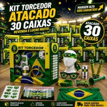 Kit Copa do Mundo Brasil - 30 Caixas Atacado - Corneta Bandeira Oculos Virginia Kit 12 Itens 2026