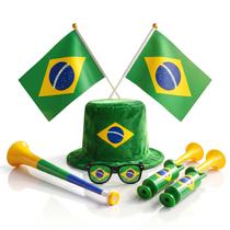 Kit Copa Do Mundo Torcida Do Brasil Com 7 Acessórios Vuvuzela Cornetas Chapéu Kit Copa Do Mundo Torcida Do Brasil Com 7 Acessórios Vuvuzela Cornetas Chapéu