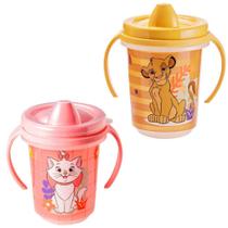 Kit Copinho Infantil Plástico Marrie e Rei Leão 280 ml Cada Disney Copo Transição