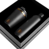 Kit Copo 350 Ml e Garrafa 500 Ml Edição Floral Gold Térmico Preto