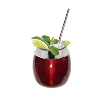 Kit Copo 650ml Coco Alumínio + Canudo Inox Drinks Gastrobel Vermelho