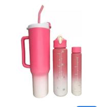 Kit Copo Caneca + 2 garrafas com alça e canudo 1,2 Litros
