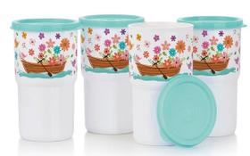 Kit Copo Colors 350ml com 4 peças linha Mar de Flores Tupperware