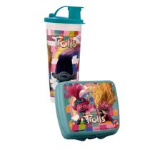 Kit Copo com Bico 470ml+Porta Sanduíche Trolls