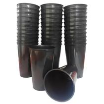 Kit Copo De Plástico Preto Liso para Festas 400ml Resistente