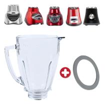 Kit Copo de Vidro Redondo E Anel Vedação Compatível com Liquidificadores Oster Super Chef Osterizer