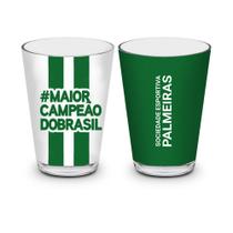 kit Copo Dose Iron BrasFoot Vidro 2 Unidades 360 Licenciado Palmeiras 55ml Branco